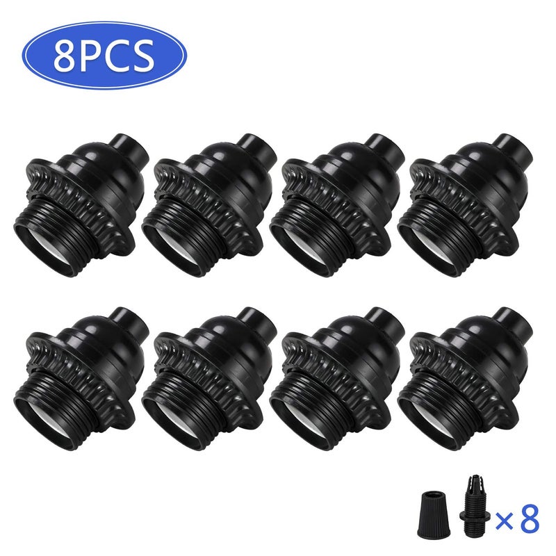 Aplstar Black E26/ E27 Light Sockets, Retro Edison Lamp Holder with E26 Medium Screw, 200â„ƒ Heat Resistant Standard Screw-in Lamp Socket for Vintage Edison Bulbs Pendant Lamp (8PACK) - Image 5